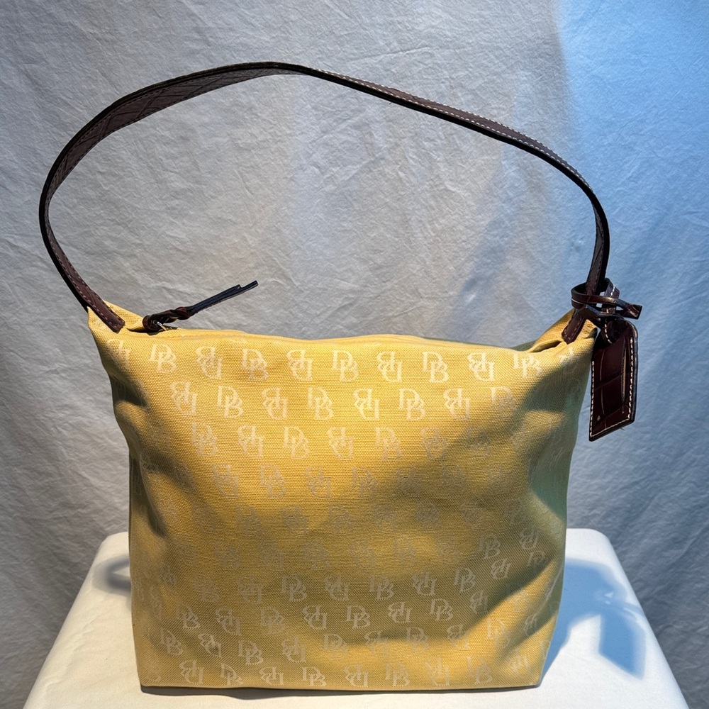 Dooney & Bourke Yellow Shoulder Bag with Brown Strap